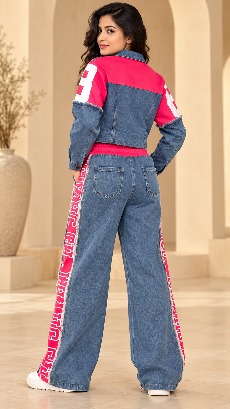 Pink & Blue Denim Graphic Co-ord Set