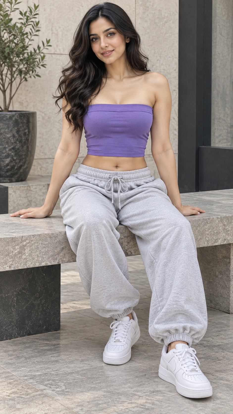 Purple Strapless Tube Crop Top